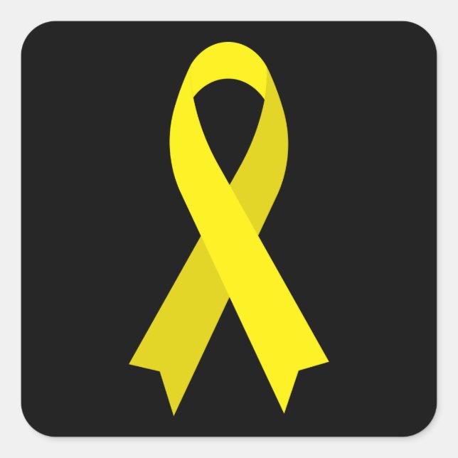 Yellow Awareness Ribbon by Janz Black Square Sticker (Front)