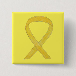 Yellow Awareness Ribbon Custom Art Pins