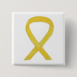 Yellow Awareness Ribbon Custom Art Pins