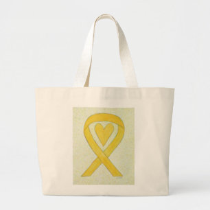 Yellow Awareness Ribbon Custom Art Tote Bag