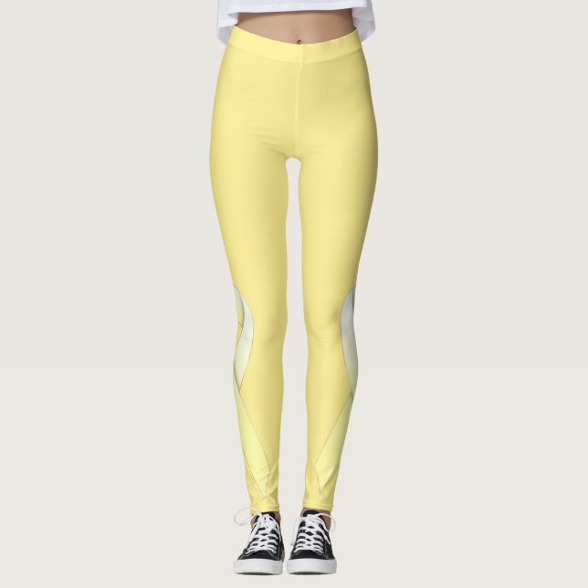 Yellow Awareness Ribbon Design Leggings (Front)