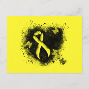 Yellow Awareness Ribbon Grunge Heart Postcard