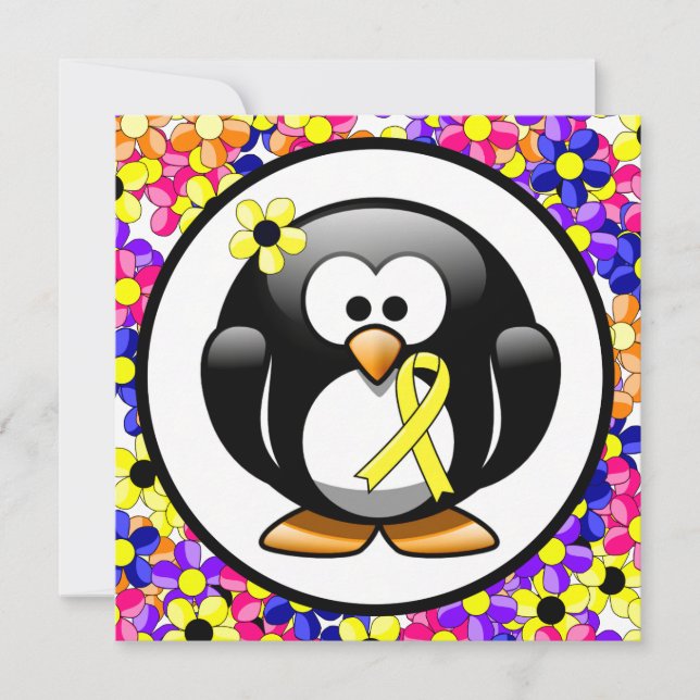 Yellow Awareness Ribbon Penguin (Front)