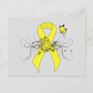 Yellow Awareness Ribbon with Butterfly Postcard