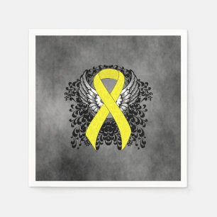 Yellow Awareness Ribbon with Wings Napkin