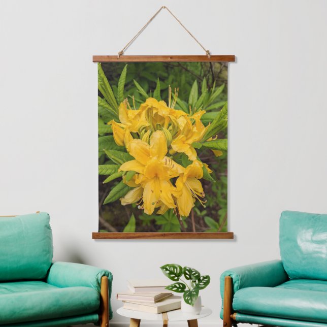 Yellow Azalea Blooms Floral Hanging Tapestry (Living Room)