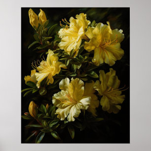 Yellow Azalea Flowers Art Print Poster