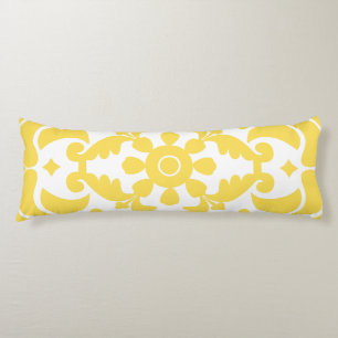Yellow Azulejos Portuguese Spanish Mediterranean Body Cushion