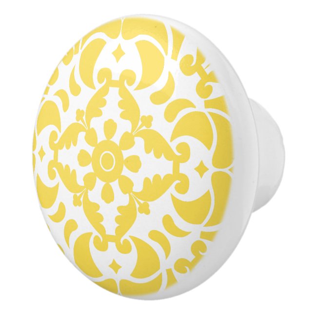 Yellow Azulejos Portuguese Spanish Mediterranean Ceramic Knob (Right)