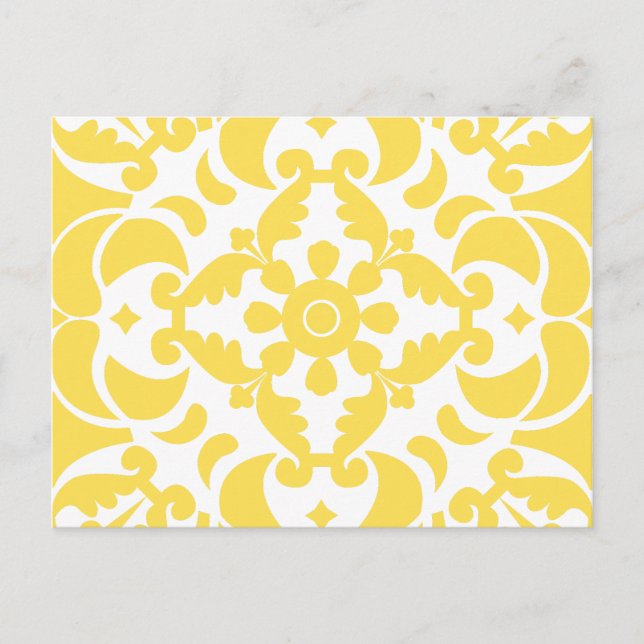 Yellow Azulejos Portuguese Spanish Mediterranean Holiday Postcard (Front)