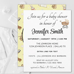 Yellow Baby Boy or Girl Modern Baby Shower Invitation