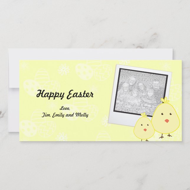 Yellow Baby Chick Easter Photo Cards (Front)