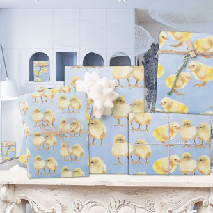 Yellow Baby Chicks Wrapping Paper Sheet