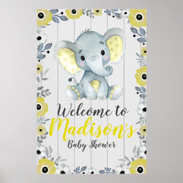 Yellow baby elephant Poster Sign (Front)