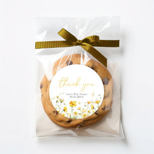 Yellow Baby In Bloom Floral Shower Favour Sticker