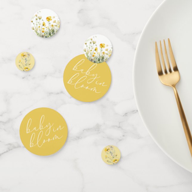 Yellow Baby In Bloom Floral Wildflower Baby Shower Confetti (Group)