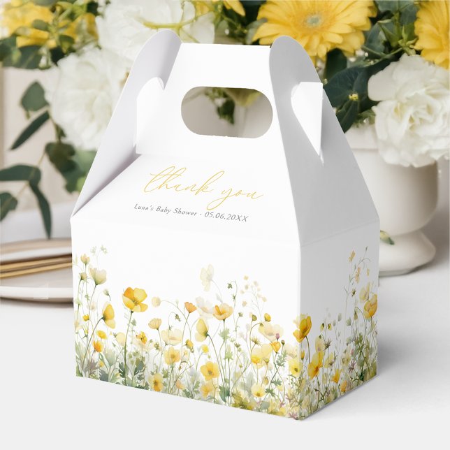 Yellow Baby In Bloom Wildflower Baby Shower Gable Favour Box (Creator Uploaded)