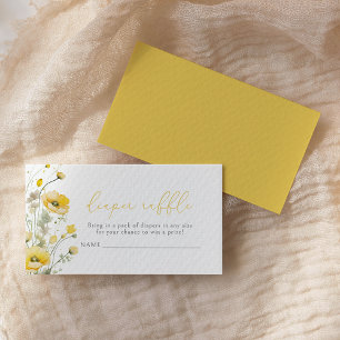 Yellow Baby In Bloom Wildflower Diaper Raffle Enclosure Card