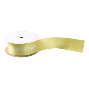 Yellow Baby on the Way Personalised Ribbon Satin Ribbon