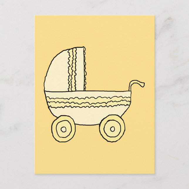 Yellow Baby Pram. Postcard (Front)
