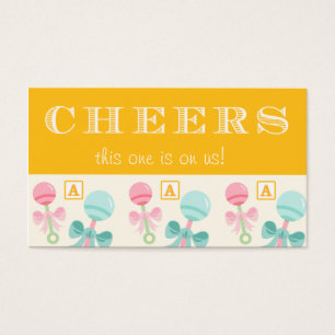 Yellow Baby Rattle Baby Shower Drink Ticket