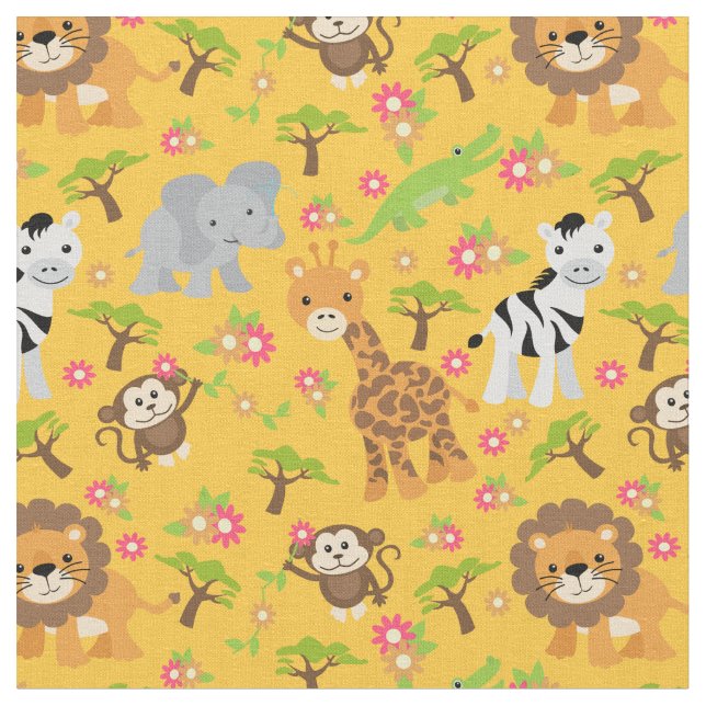 Yellow Baby Safari Fabric (Close Up)
