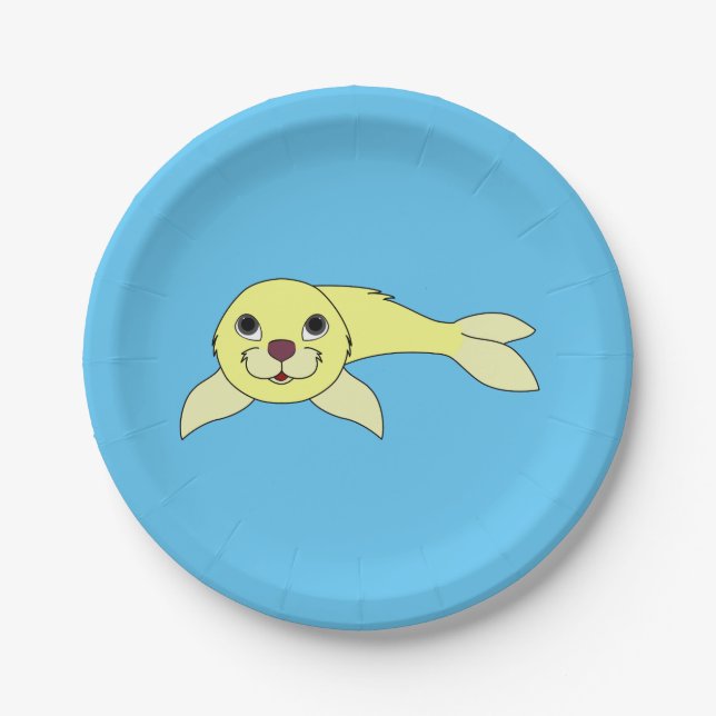 Yellow Baby Seal Paper Plate (Front)
