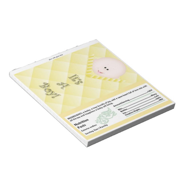 Yellow Baby Shower Candy Bar Wrapper Party Favor Notepad (Angled)