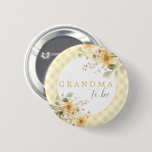 Yellow Baby Shower Grandma To Be 6 Cm Round Badge