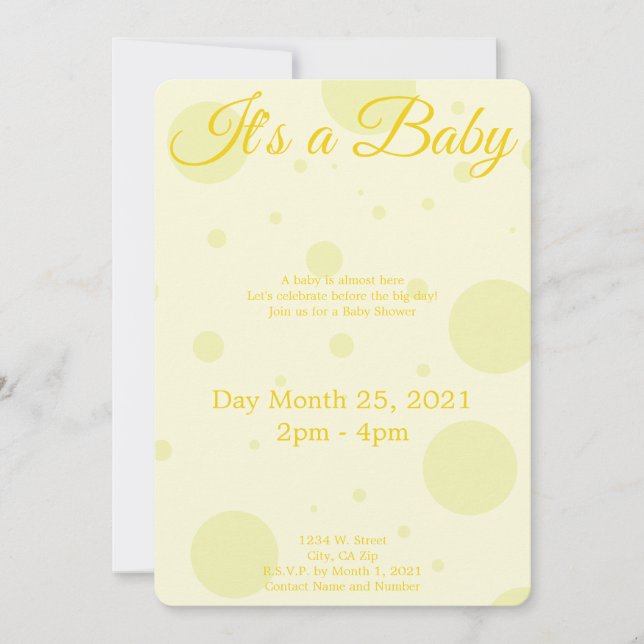 Yellow baby shower invitation (Front)