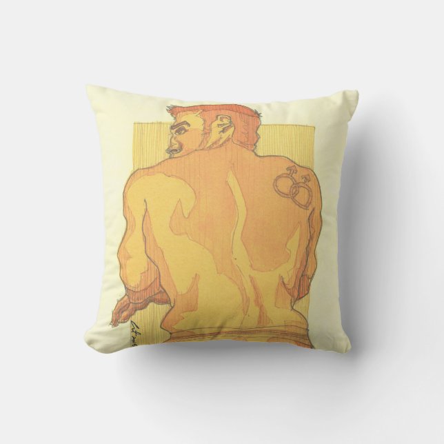 Yellow Back Jockstrap Throw Pillow (Front)