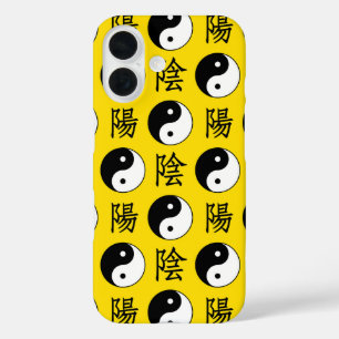 Yellow Background Chinese Yinyang Pattern iPhone 16 Case