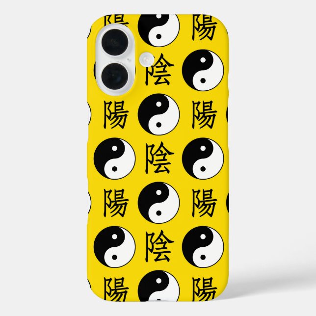 Yellow Background Chinese Yinyang Pattern Case-Mate iPhone Case (Back)
