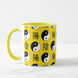 Yellow Background Chinese Yinyang Pattern Mug