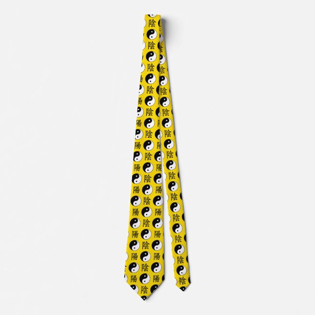 Yellow Background Chinese Yinyang Pattern Tie (Front)