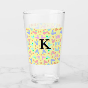 Yellow background colourful bunnies pattern add le glass