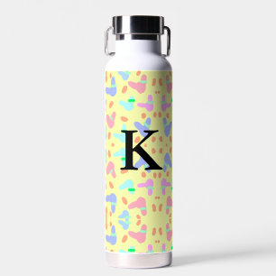 Yellow background colourful bunnies pattern add le water bottle