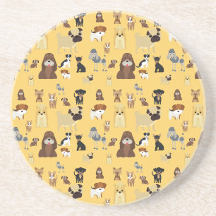 yellow background dogs pattern. coaster