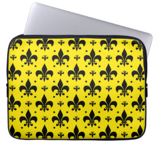 Yellow Background Fleur-de-lis Pattern Design  Laptop Sleeve