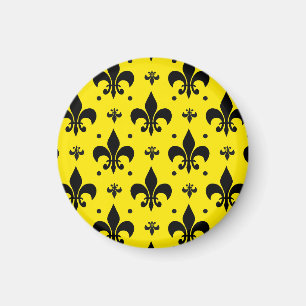 Yellow Background Fleur-de-lis Pattern Design Magnet