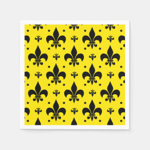 Yellow Background Fleur-de-lis Pattern Design  Napkin