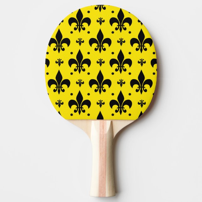 Yellow Background Fleur-de-lis Pattern Design  Ping Pong Paddle (Front)