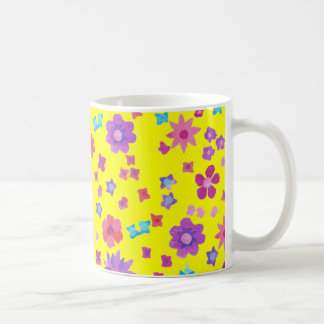 Yellow Background Flower-Power Coffee Mug