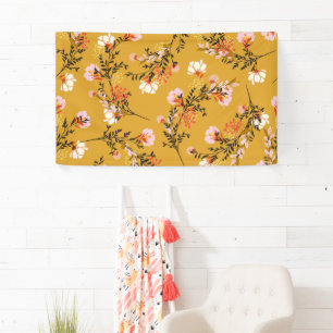 Yellow background flowers banner