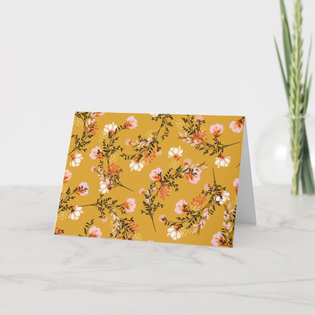 Yellow background flowers card (Front)