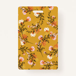 Yellow background flowers ID badge