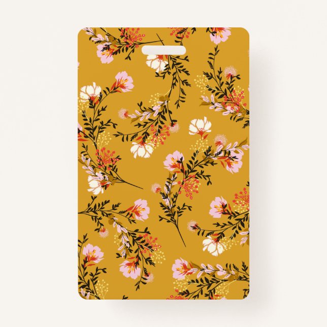 Yellow background flowers ID badge (Front)