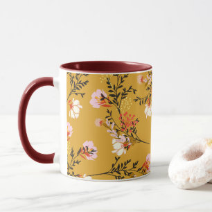 Yellow background flowers mug