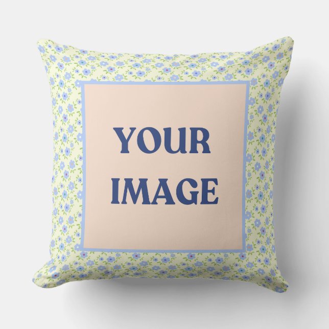 Yellow Background Happy Flowers Cushion (Front)