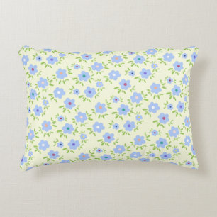 Yellow Background Happy Flowers Decorative Cushion